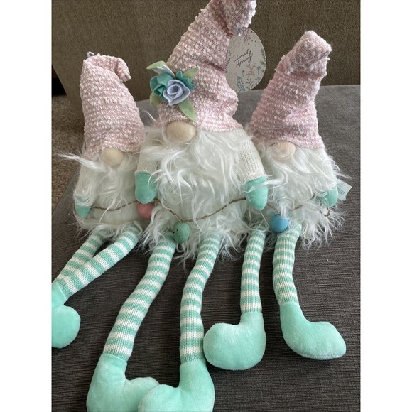 New Easter Bunny Gnomes. 3 Connected Eggs Tall Adorable! Great Gift! Nwt - Picture 1 of 4